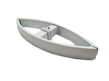 Puxador curvo com 1 furo 27cm para porta de vidro - Branco