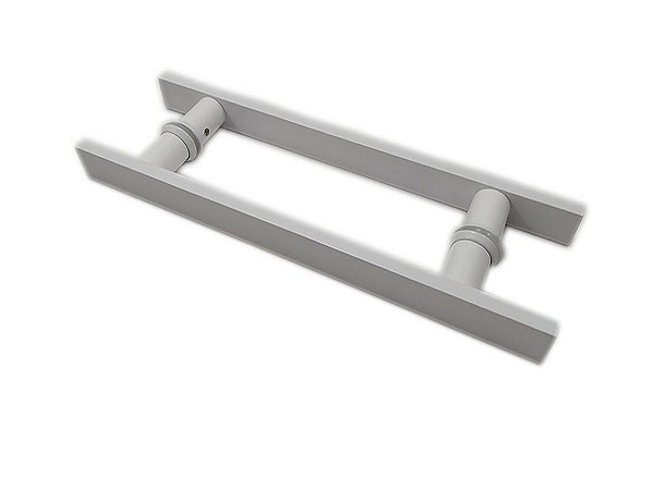 Puxador H duplo 30x20cm barra chata para portas - Branco