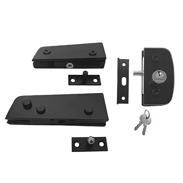 Kit porta pivotante para vidro temperado blindex v/a - Preto