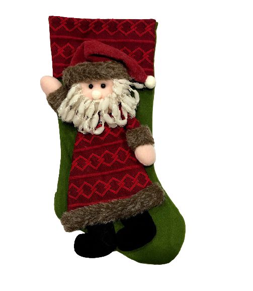 Bota de Natal Pelúcia Papai Noel Verde