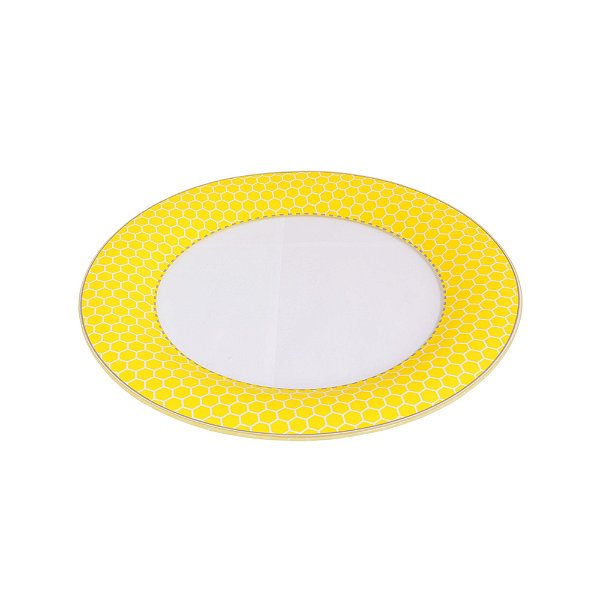 Prato Raso de Vidro Estampa de Abelha - 27cm
