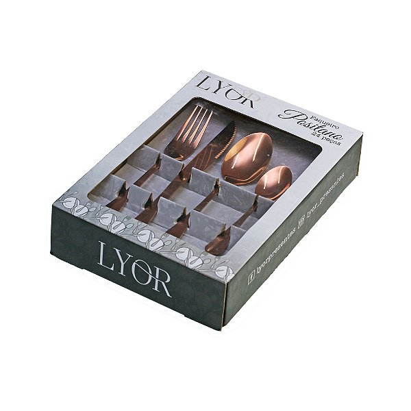 Faqueiro 24 Peças de Aço Inox Positano Rose Gold