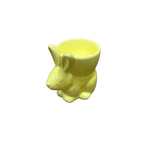 Porta Ovo de Cerâmica Coelho da Páscoa - Amarelo