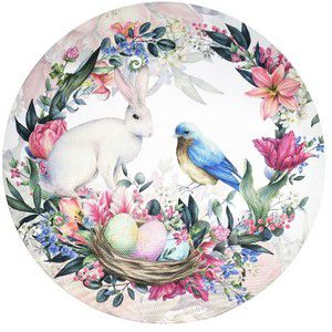 Capa para Sousplat Coelho da Páscoa - Flores Pássaro