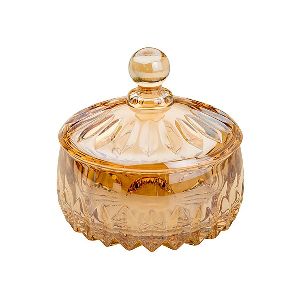 Potiche Decorativo de Cristal Louise Âmbar 14x14cm