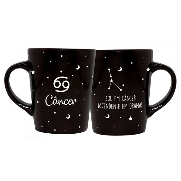 Caneca de Cerâmica Signos Preta 270ml Câncer