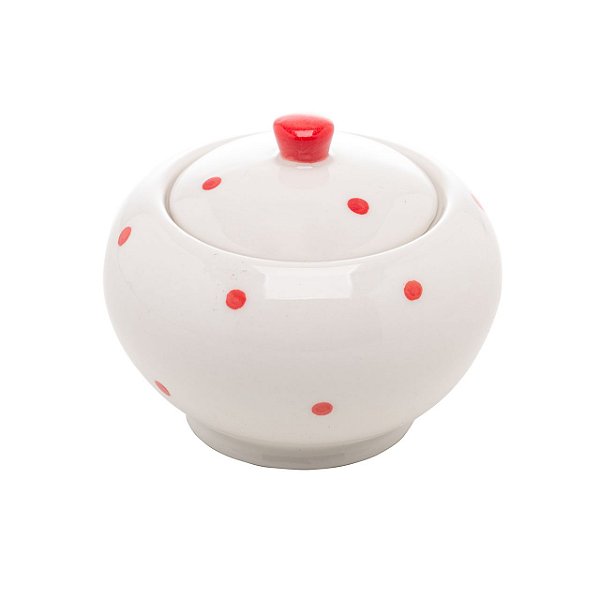 Açucareiro De Porcelana Com Tampa Petit Pois 9x8cm Wolff