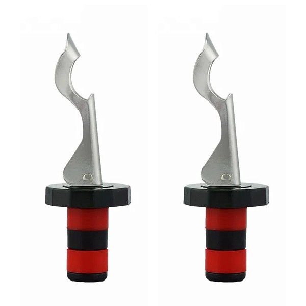 Kit Com 2 Tampas Hermética De Aço Inox Para Vinho 10x3cm