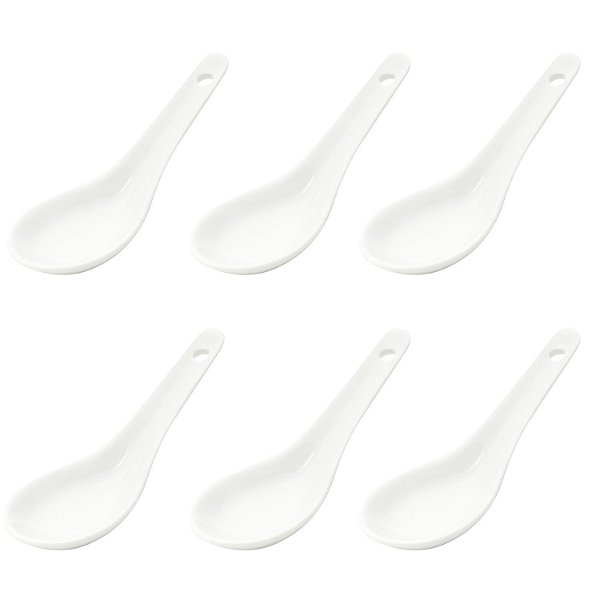 Jogo De 6 Colheres Finger Food Porcelana Branca 12cm