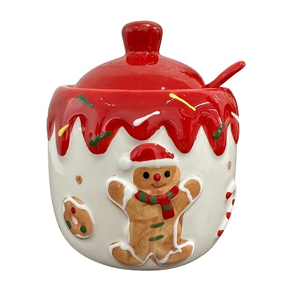 Açucareiro de Cerâmica Biscoito Ginger de Natal Gingerbread