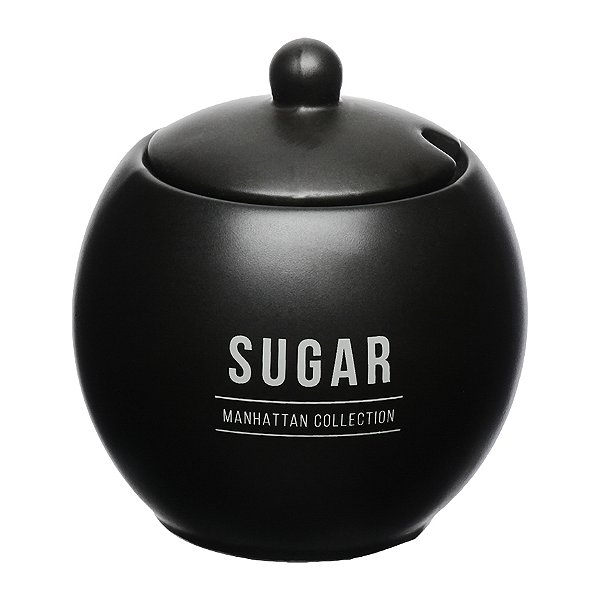 Açucareiro Porcelana Manhattan Com Colher 350ml Sugar Servir