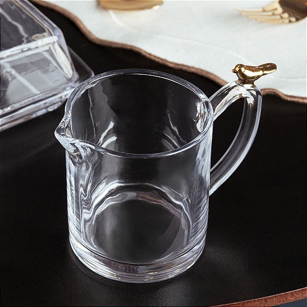 Leiteira Jarra Pequena Bird Golden 250ml Cristal Grosso