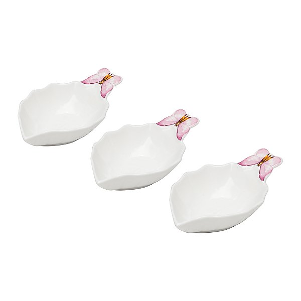 Conjunto de 3 Bowls em Porcelana Borboletas 13x7x3cm