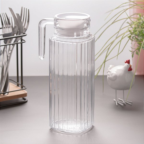 Jarra De Água Suco Em Vidro Com Tampa 1l Tradicional Lyor