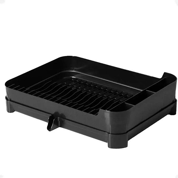 Escorredor de Pratos Copos e Calha Para Pia Bancada Fly Slim preto