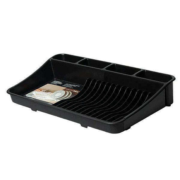 Escorredor Extensivo Fly Pratos Copos Talheres Bancada Slim Preto