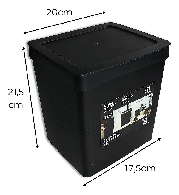 Lixeira 5 Litros Bancada Pia Cozinha Banheiro Compacta Tampa Fly 20x21,5cm