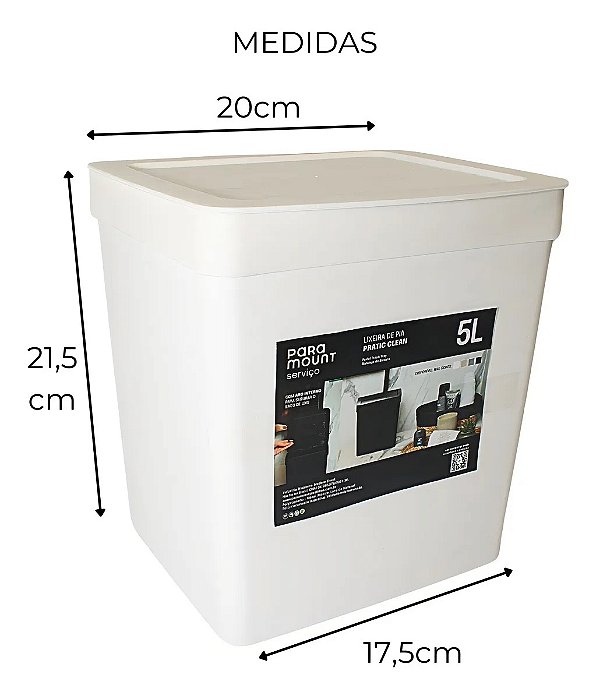 Lixeira 5L De Pia Bancada 20x 17,5x 21,5cm Com Tampa