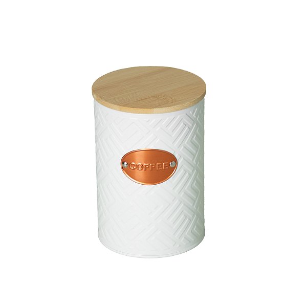 Porta Café Canister Com Tampa Bambu Pote Mosaic Aço 300g