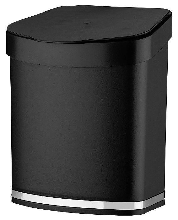 Lixeira De Pia Bancada 2,5 Litros Eleganza Preto com Cromado