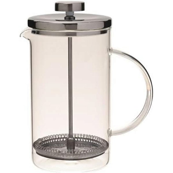 Cafeteira Prensa Francesa Inox 600ml Vidro Resistente E Alça