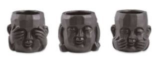 Trio de Cachepot Buda Preto
