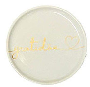 Prato de Porcelana Comemorare Dourado - Gratidão