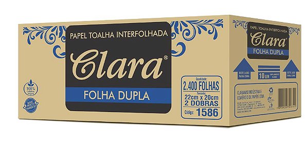 Papel Toalha Interfolhada 100 %  2.400 Folhas Duplas