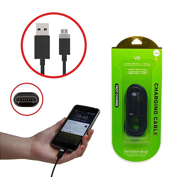 Cabo Para Celular Turbo Micro Usb V8 25W LEY-1842