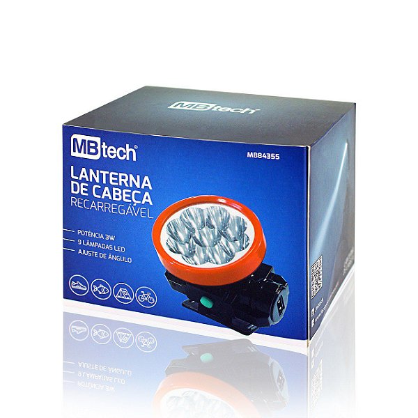 Lanterna De Led P/ Cabeça Recarregável Mb54355