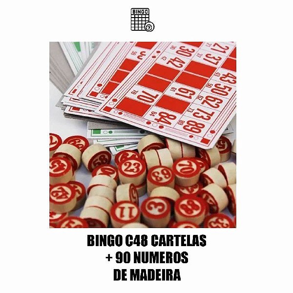 BINGO C/48 CARTELAS + 90 NUMEROS DE MADEIRA 97612 FWB