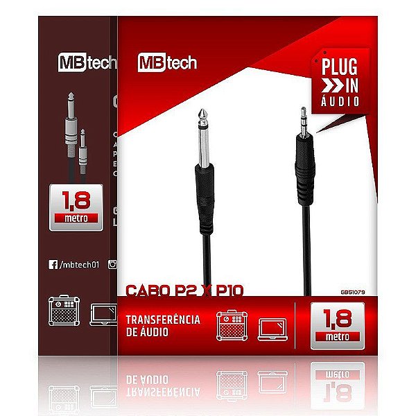 Cabo P2 X P10 C/ 1.8mt Gb51079