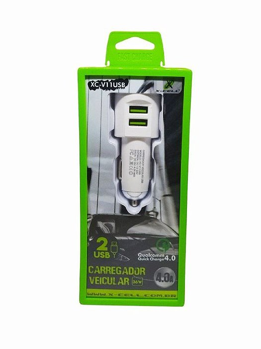Carregador Veicular 2 Usb 4.0a X-Cell Xc-V11usb