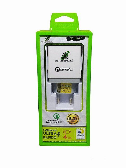 Carregador Ultra Rapido 4 Usb 6.1a 36w Xc-Ur-20