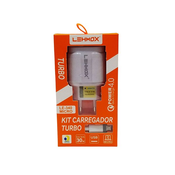 Carregador Para Celular C/1 Entrada Usb e Cabo Micro Usb V8 LE-340 Micro