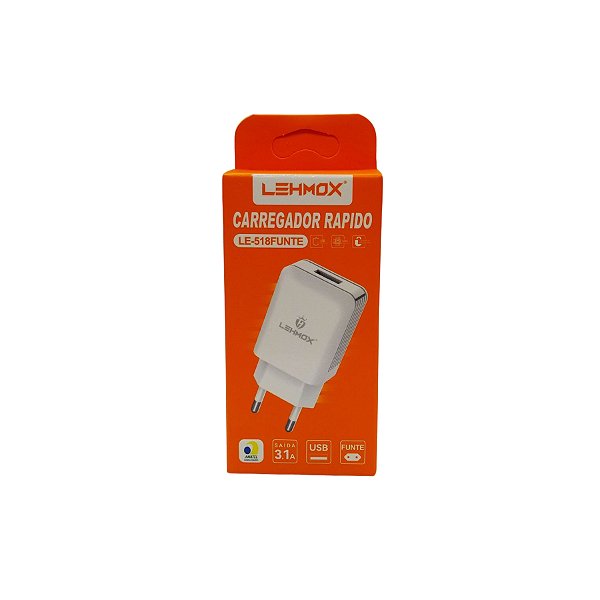 Carregador Para Celular Com 1 Entrada Usb Sem cabo LE-518FUNTE