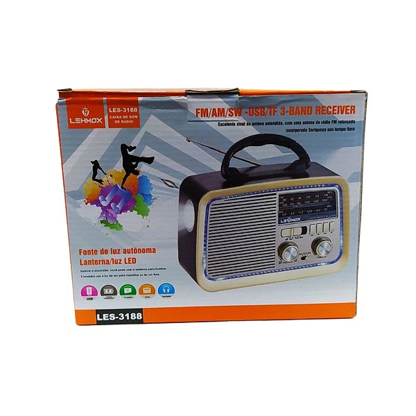 Radio Portatil Usb/Sd/Am/Fm/Sw Estilo Retro