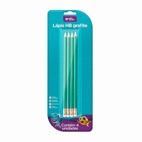 LAPIS HB VERDE GRAFITE C/ BORRACHA C/ 4 UND