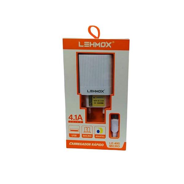Carregador de Celular C/2 Entrada Usb e Cabo V8 Le-495 Micro