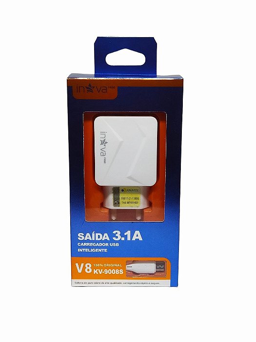 Carregador de Acumuladores Eletricos V8 Micro Usb 3.1A KV-9008S