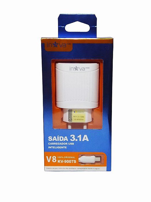 Carregador de Acumuladores Eletricos V8 Micro Usb 3.1A KV-9007S