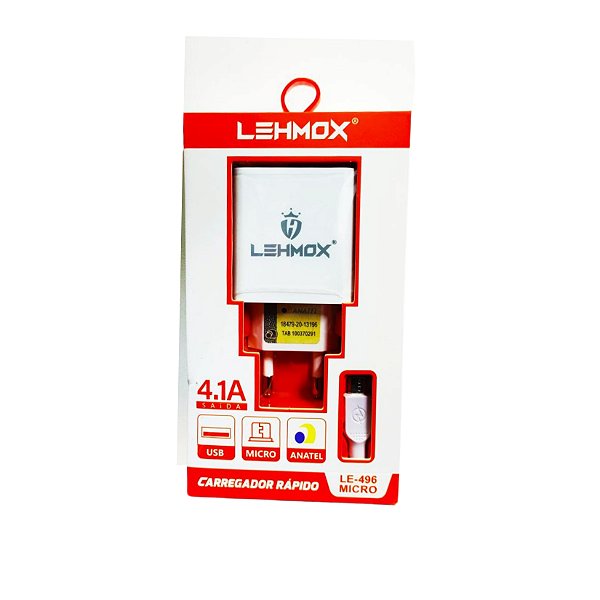 Carregador de Celular C/2 Entrada Usb e Cabo V8 Le-496 Micro