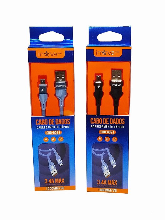Cabo Usb Munido de Peça de Conexão V8 Micro Usb 3.4A Máx 1Mt CBO-6021