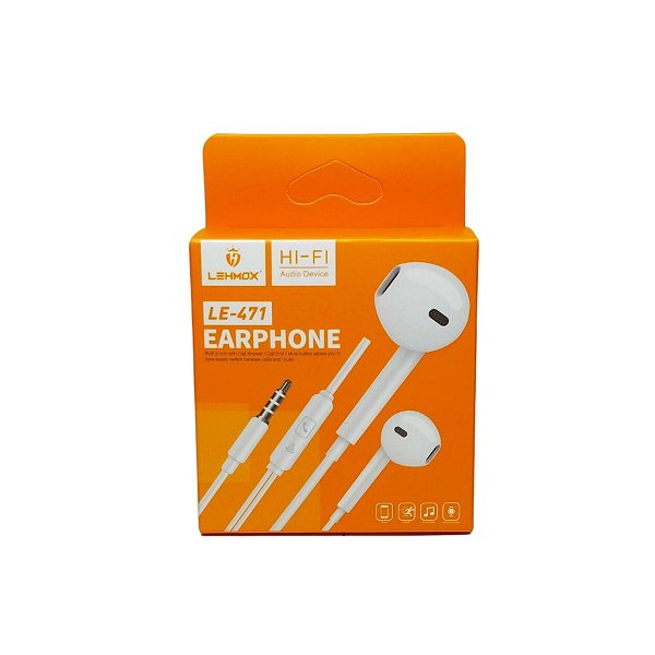 Fone de Ouvido Com Fio Cabo 1,2mt Com Entrada P2 LE-471