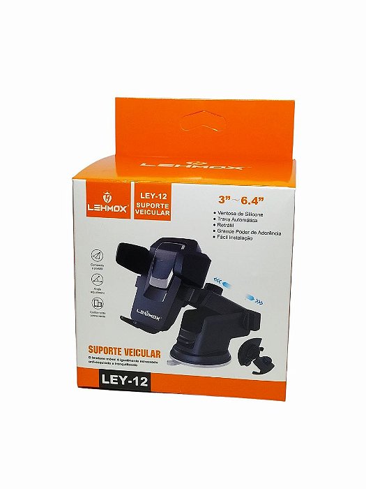 Suporte de Plastico Para Celular Veicular Com Ventosa Para Fixação LEY-12