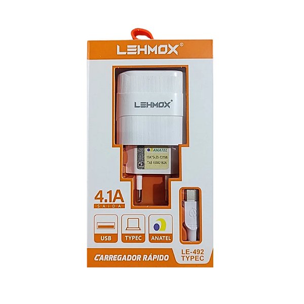 Carregador de Celular C/2 Entrada Usb e Cabo Type-C Le-492 Typec