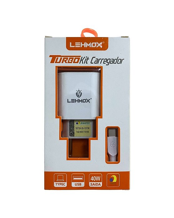 Carregador de Celular C/2 Entrada Usb + PD e Cabo Type-C Le-156 Typec