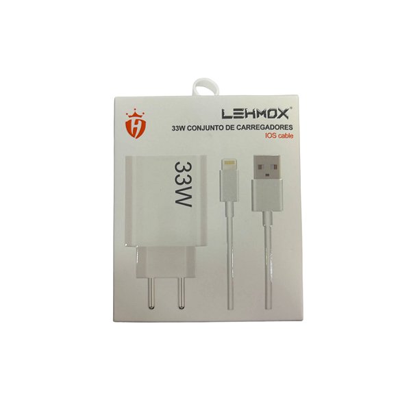 Carregador de Celular C/1 Entrada USB e Cabo USB x Lightning LE-407 IOS