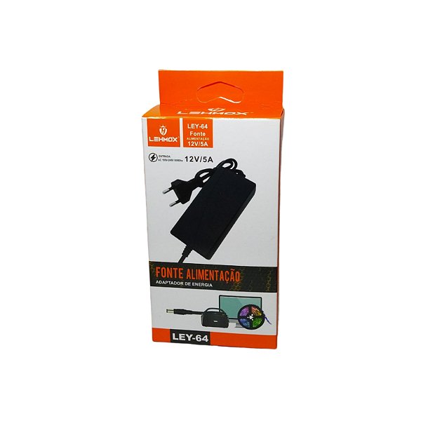 Fonte de Alimentação AC 100/240 Volts DC 12V 5A Ley-64