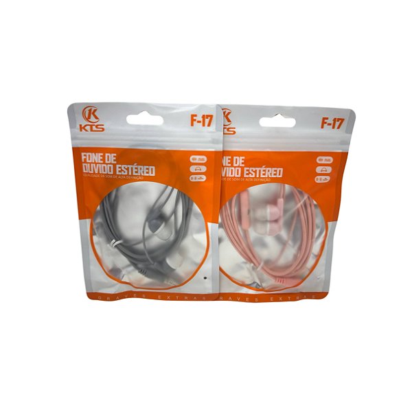Fone de Ouvido Com Fio e Microfone no Saquinho F-17